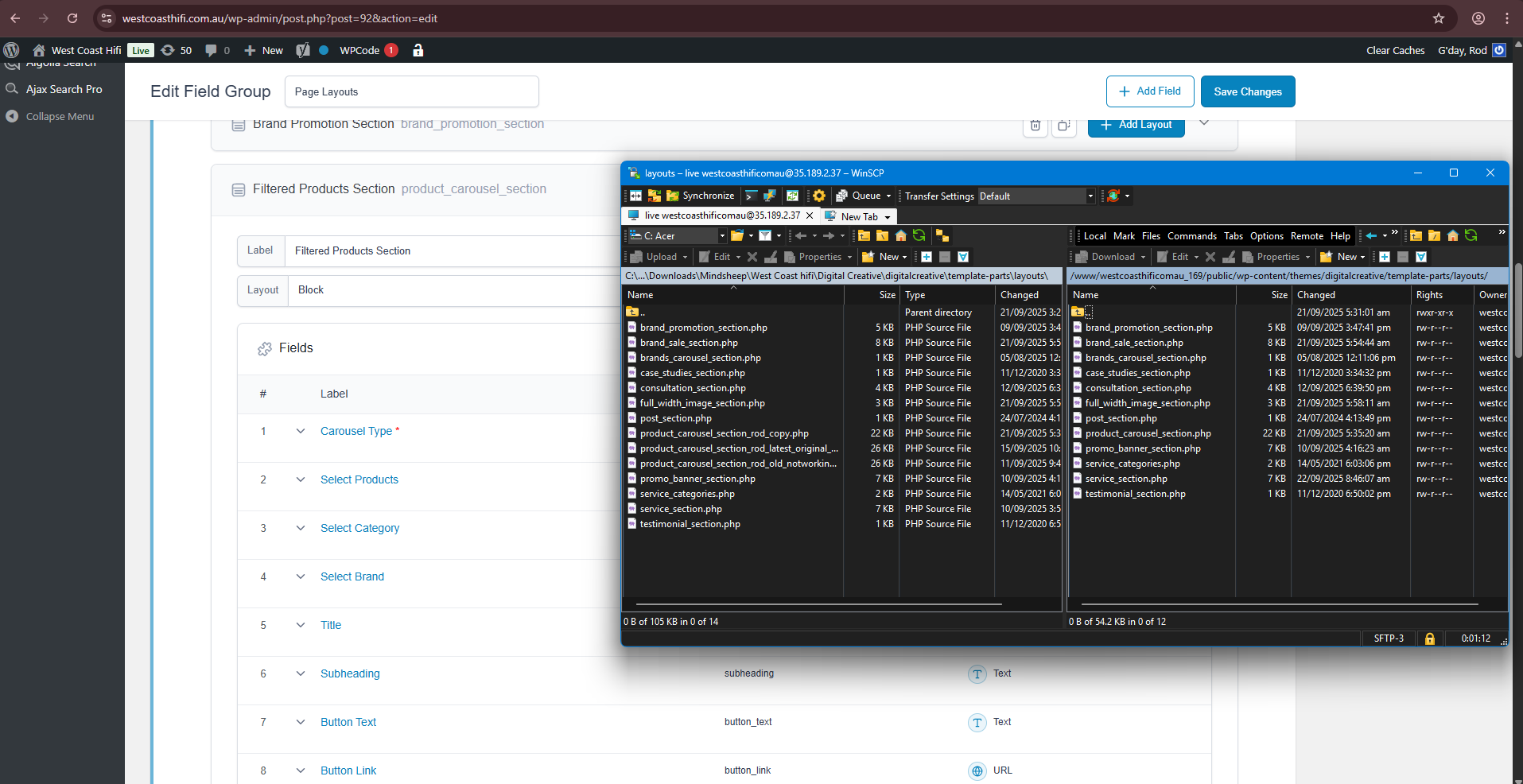 WestCoast Hifi promotions page ACF Editor