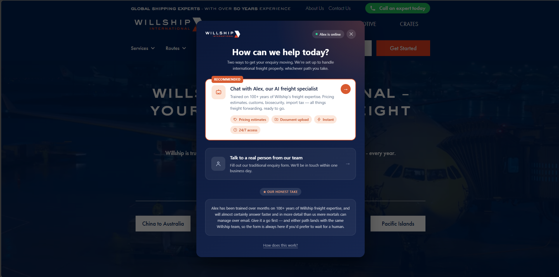 Willship Alex AI Sales Chatbot